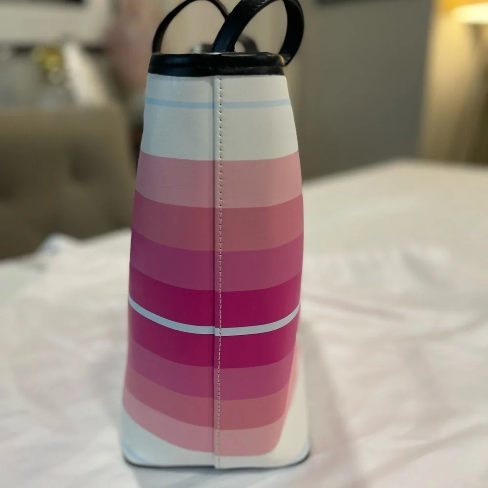 NWT | 100% Nappa Leather City Tote | Retro Summer Stripe